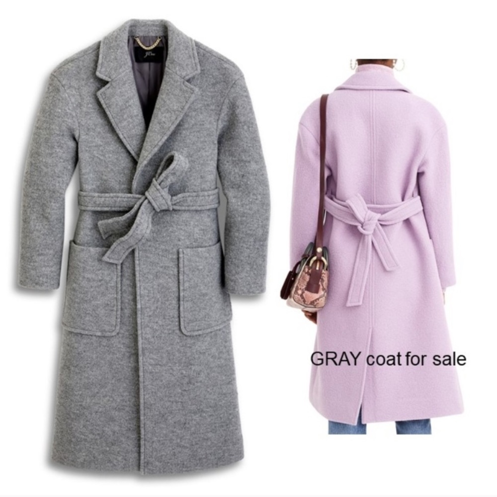 J.Crew Long Wrap Coat Italian Boiled Wool Grey